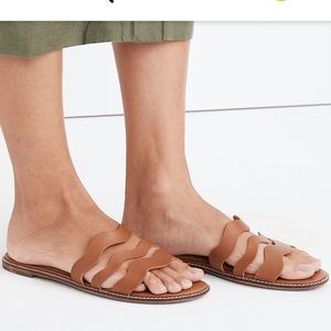 NEW Madewell Wave Slide Sandals in Vachetta Leather